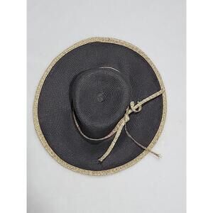 Milani Women's Straw Sun Hat Floppy Wide Brim Designed in Italy Black Beige 21"